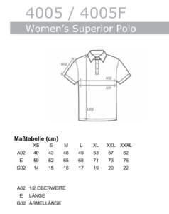 Größentabelle Frauen Polo